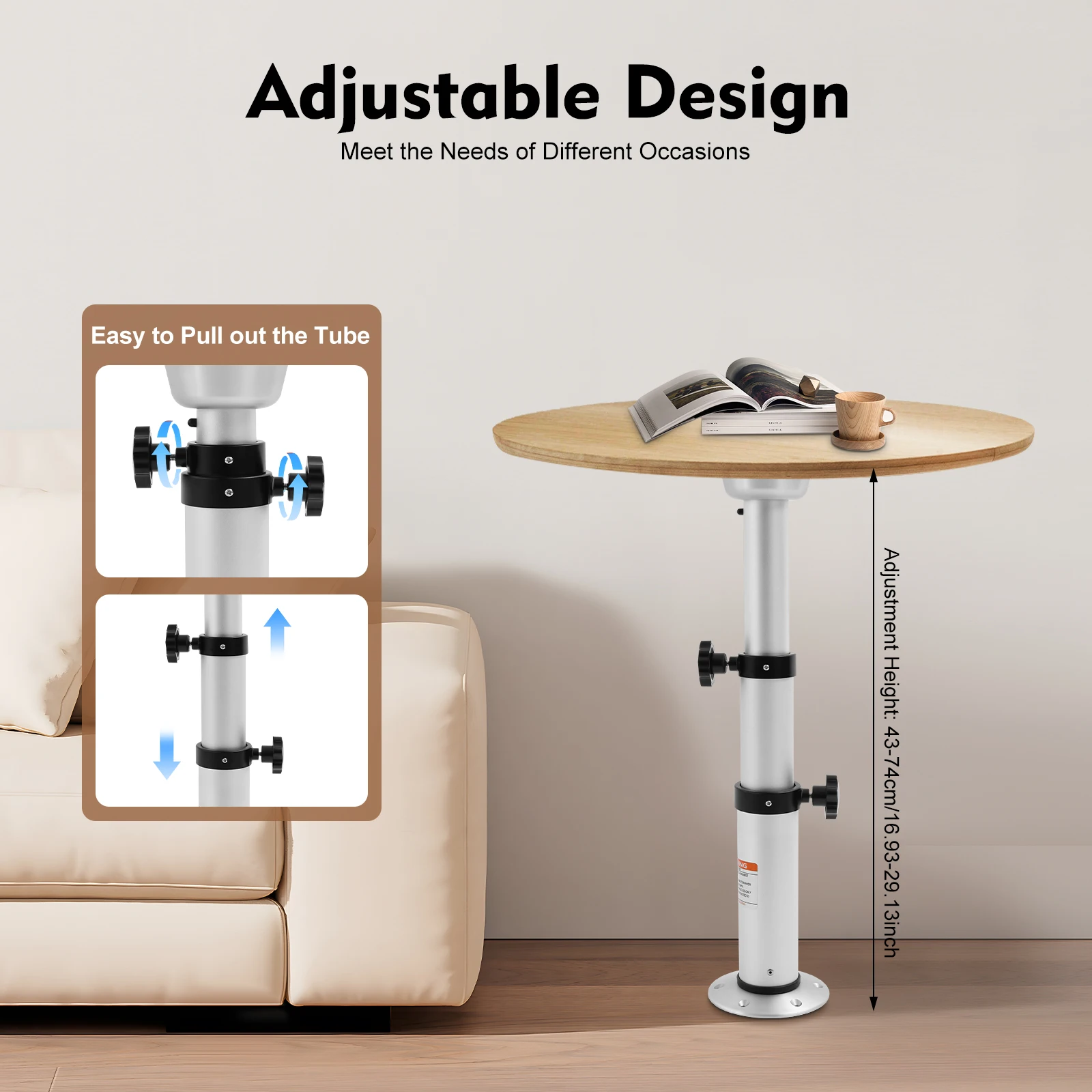 16.93-29.13In Adjustable Table Leg - 55Lbs(Elevated)/154Lbs(Lowest) Load Capacity, 6.89In Bearing Surface Enhances Stability
16.93-29.13In Adjustable Table Leg - 55Lbs(Elevated)/154Lbs(Lowest) Load Capacity, 6.89In Bearing Surface Enhances Stability