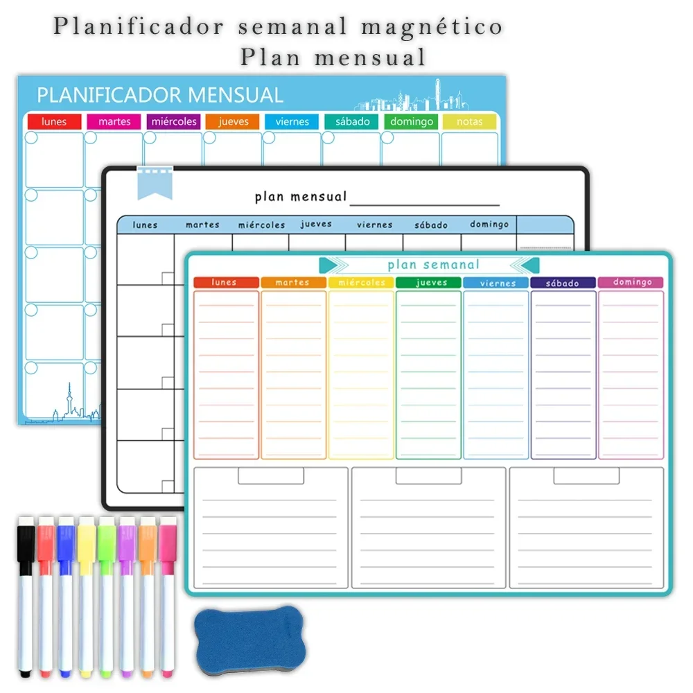 A3 Size Magnetic Weekly &monthly Planner:Spanish, French, English.Dry Erase Whiteboard Fridge Sticker Calendar
A3 Size Magnetic Weekly &monthly Planner:Spanish, French, English.Dry Erase Whiteboard Fridge Sticker Calendar