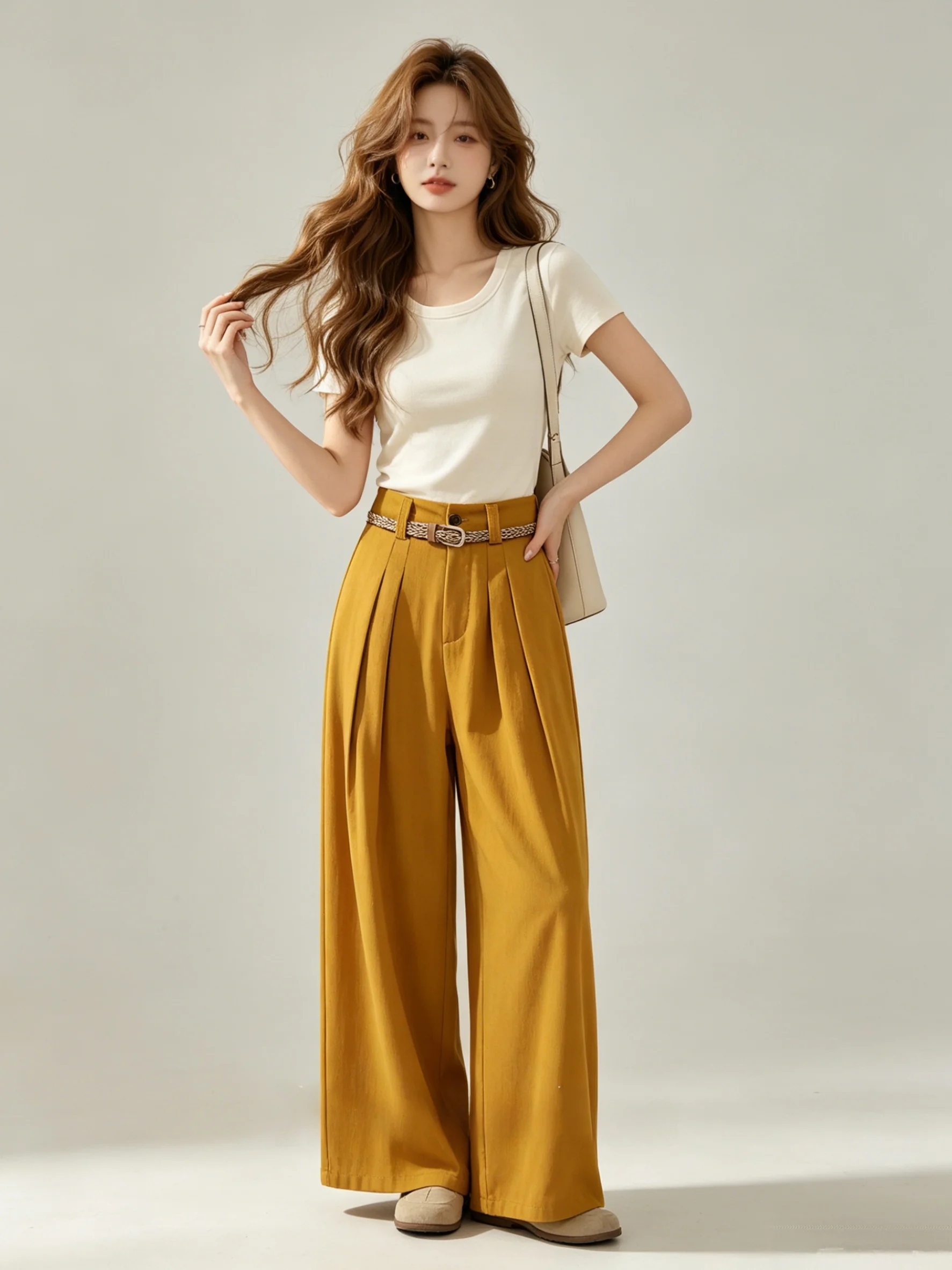 Elegant High Waist Wide Leg Pants Women's Casual Versatile Slimming Long Trousers Draping Comfortable Breathable Summer New
Elegant High Waist Wide Leg Pants Women's Casual Versatile Slimming Long Trousers Draping Comfortable Breathable Summer New