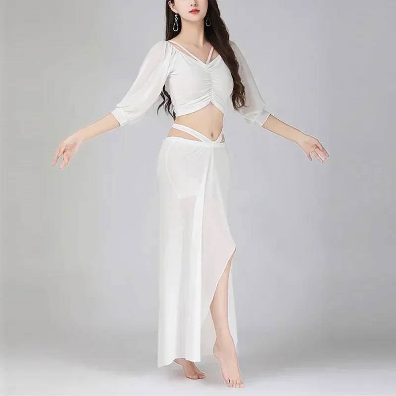 Women Practice Dancewear Set Professional Bellydance Dance Lesson Wear Costume Set Dancing Lace Top Spilt Skirt Outfit Clothes
Women Practice Dancewear Set Professional Bellydance Dance Lesson Wear Costume Set Dancing Lace Top Spilt Skirt Outfit Clothes