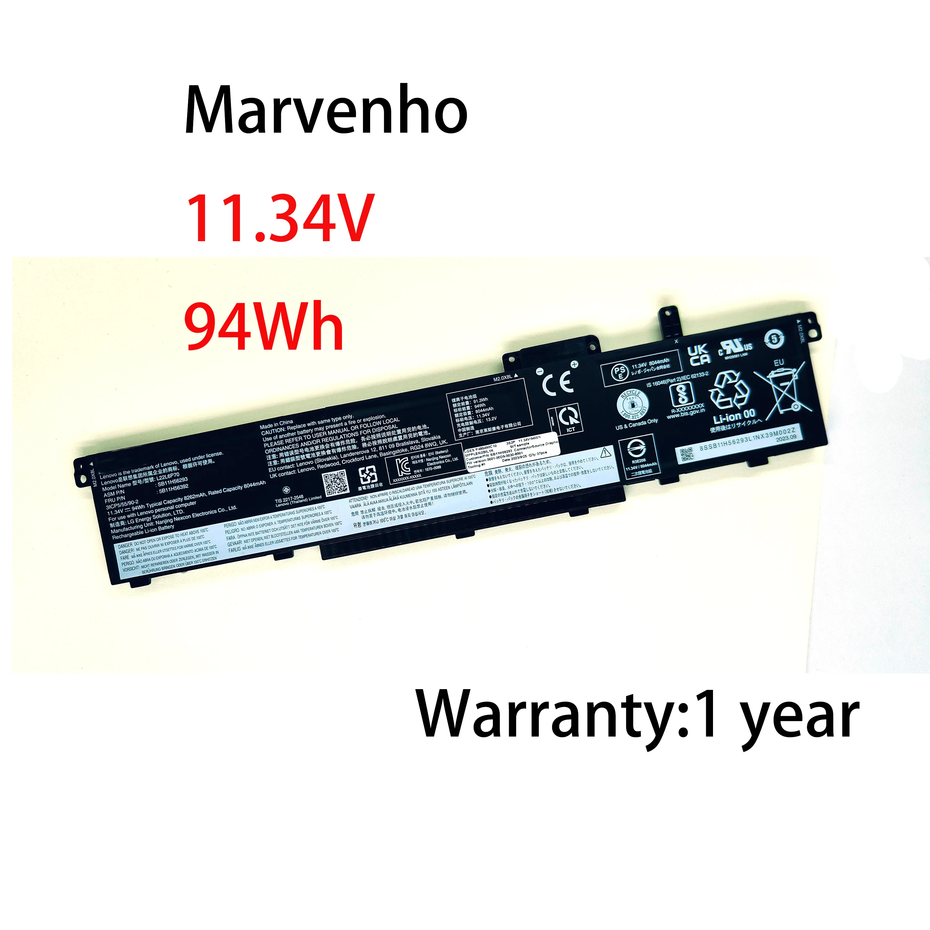 Новая батарея Marvenho 11.34V 8262мАч 94Втч L22L6P70 L22M6P70 L22B6P70 L22D6P70 для ноутбуков Lenovo ThinkPad P16 Gen1 00CD
Новая батарея Marvenho 11.34V 8262мАч 94Втч L22L6P70 L22M6P70 L22B6P70 L22D6P70 для ноутбуков Lenovo ThinkPad P16 Gen1 00CD