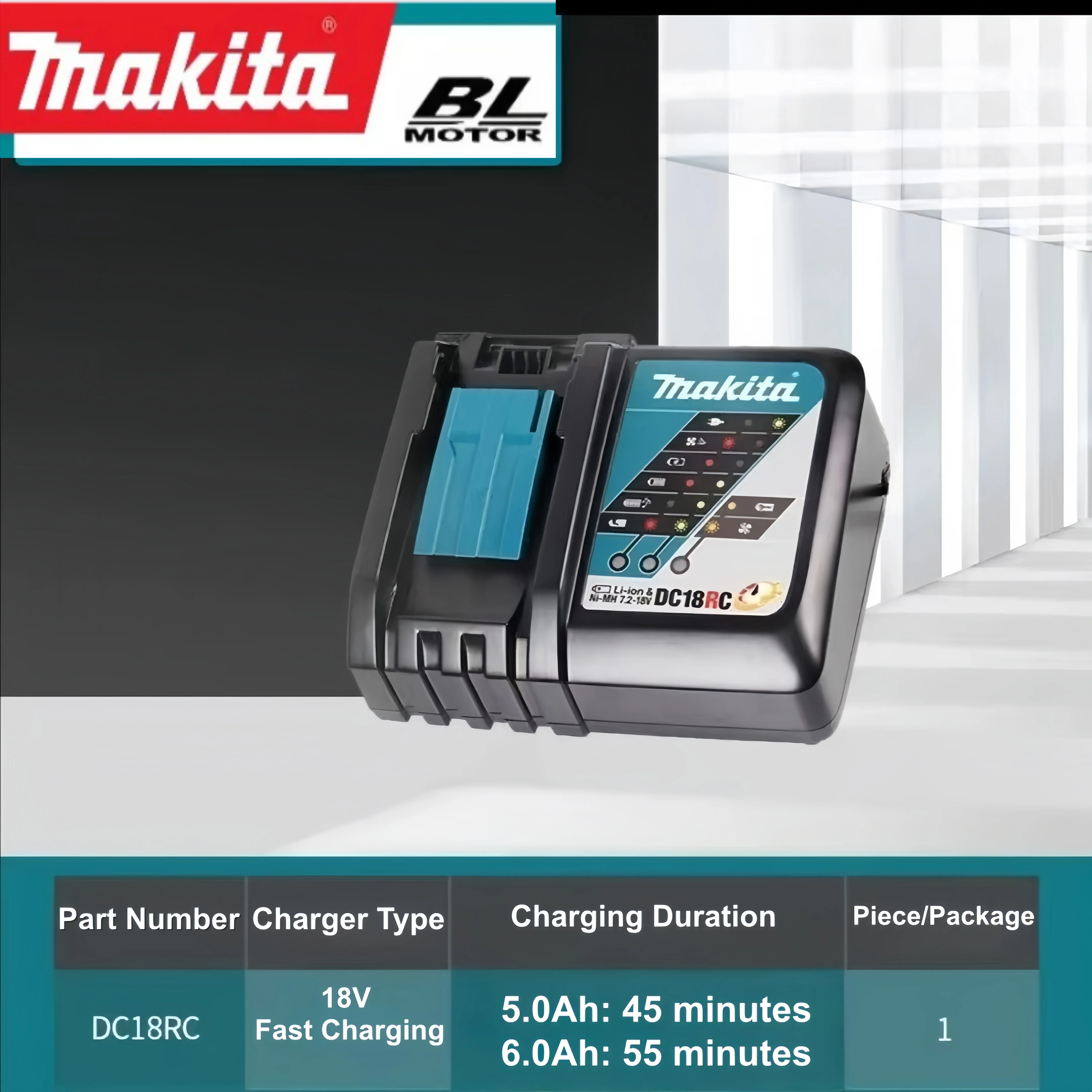 Pro Grade 6A Fast Charger for Makita DC18RC Li-ion (BL1860/BL1850/BL1840/BL1830) - 14.4-18V w/ LED Display
Pro Grade 6A Fast Charger for Makita DC18RC Li-ion (BL1860/BL1850/BL1840/BL1830) - 14.4-18V w/ LED Display