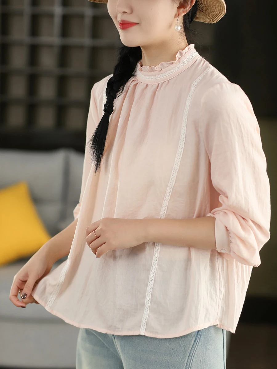 Spring Sle 00% Cotton irt Sweet Hook Flower Long Sve Wooden Ear Women's Casual Breathable Thin Cotton irt
Spring Sle 00% Cotton irt Sweet Hook Flower Long Sve Wooden Ear Women's Casual Breathable Thin Cotton irt