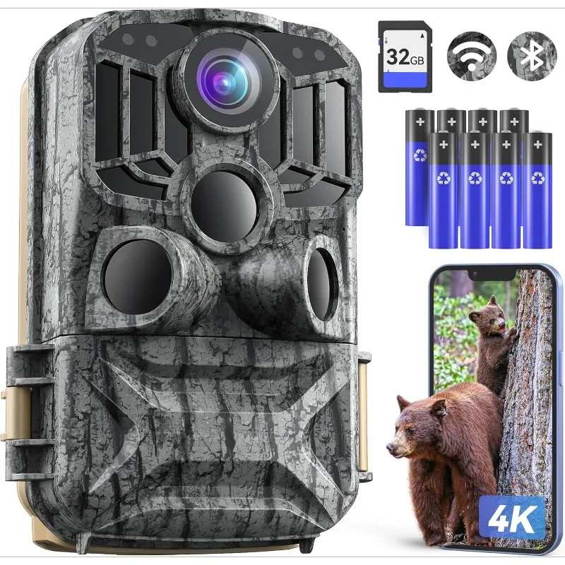 Камера для фотоловушки 48 МП 4K, игровая камера с Bluetooth, без подсветки, с ночным видением, активация движением, водонепроницаемая, для дикой природы, оленя, для улицы
Камера для фотоловушки 48 МП 4K, игровая камера с Bluetooth, без подсветки, с ночным видением, активация движением, водонепроницаемая, для дикой природы, оленя, для улицы