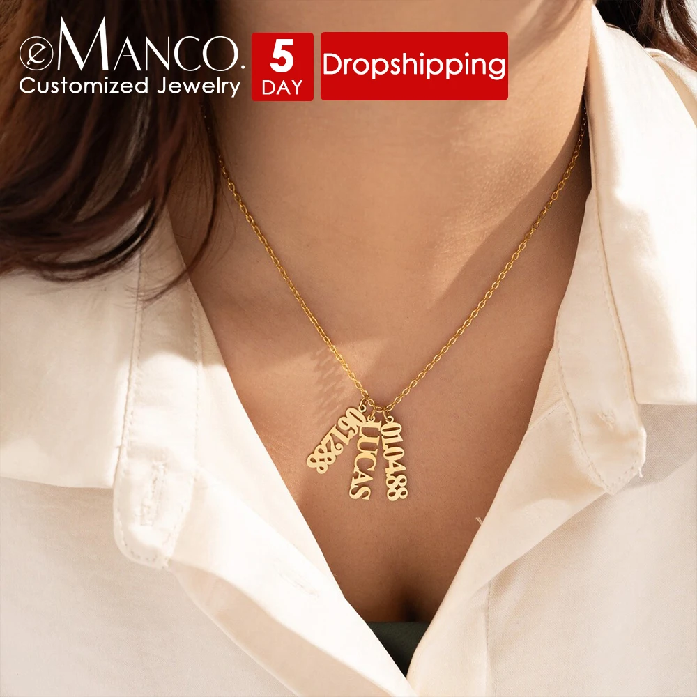 eManco Customized Women's Name Necklace Personalized Stainless Steel Vertical Number Pendant Box Chain Jewelry Mother's Day Gift
eManco Customized Women's Name Necklace Personalized Stainless Steel Vertical Number Pendant Box Chain Jewelry Mother's Day Gift