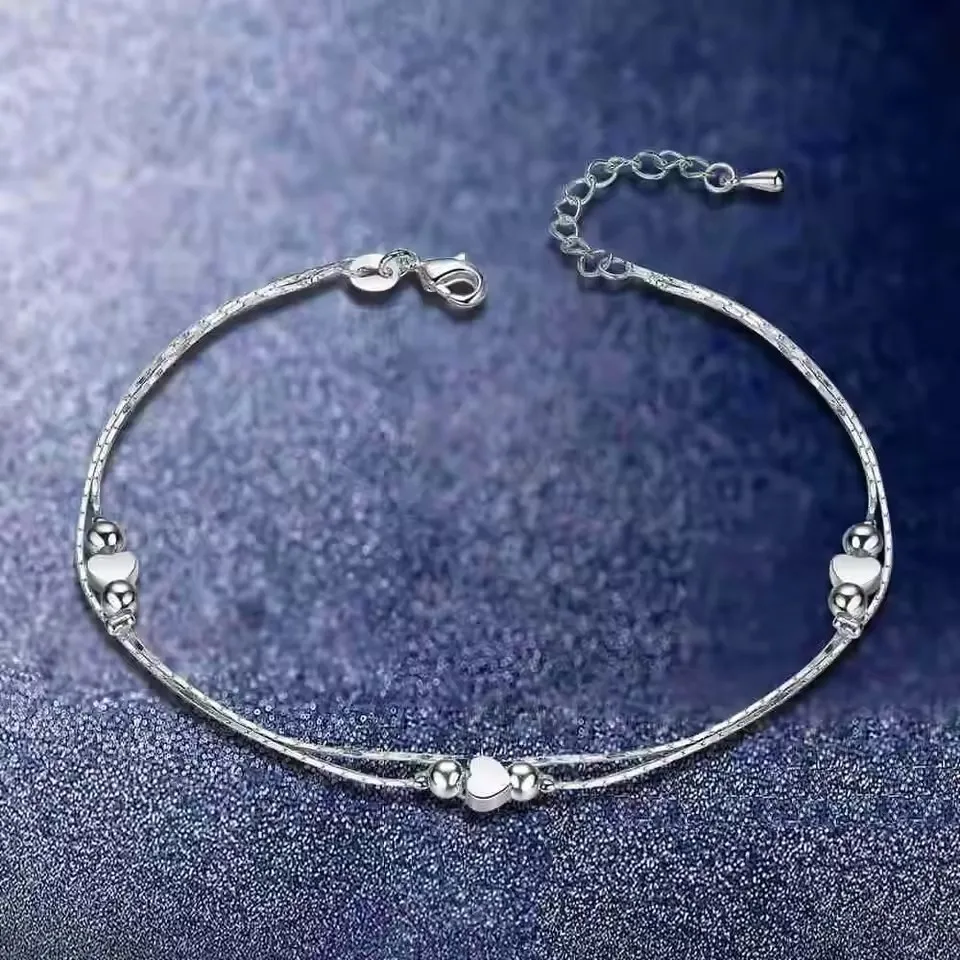 Charm 925 Sterling Silver Anklet Chains Sweet Heart Shaped Foot Chain for Women Girls Fashion Party Jewelry Accessory Gift
Charm 925 Sterling Silver Anklet Chains Sweet Heart Shaped Foot Chain for Women Girls Fashion Party Jewelry Accessory Gift