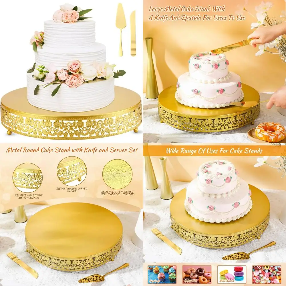16 Inch Gold Cake Stand Set for Wedding and Party Dessert Displays with Cakes Cutting and Spatula
16 Inch Gold Cake Stand Set for Wedding and Party Dessert Displays with Cakes Cutting and Spatula