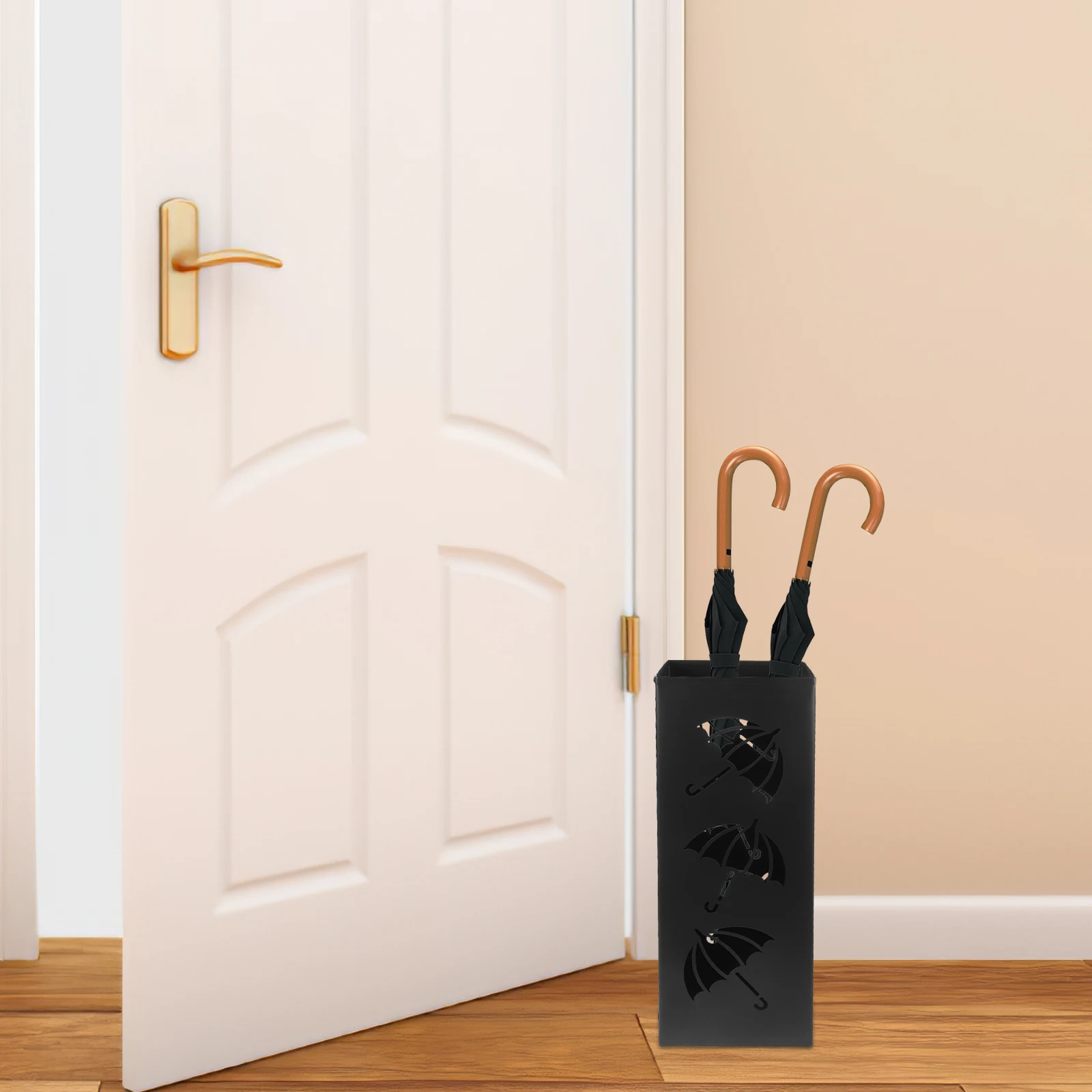 Ведро для хранения зонтов, большая емкость, полый дизайн, черный офисный многофункциональный держатель для зонтов, металлическая железная стойка
Ведро для хранения зонтов, большая емкость, полый дизайн, черный офисный многофункциональный держатель для зонтов, металлическая железная стойка