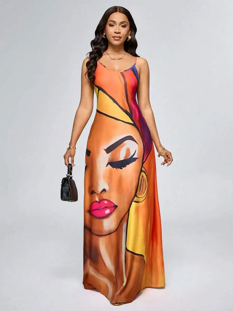 Women Printed Spaghetti Strap Maxi Dress For Spring Summer Vacation Casual Style
Women Printed Spaghetti Strap Maxi Dress For Spring Summer Vacation Casual Style