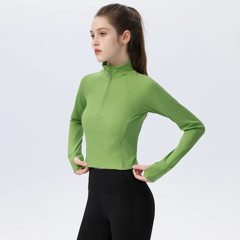 Yoga clothes top women's long-sleeved stand-up collar half zipper sports thin women's fitness top high collar
Yoga clothes top women's long-sleeved stand-up collar half zipper sports thin women's fitness top high collar
