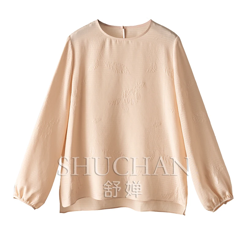 Elegant Natural Silk Crown Crepe Jacquard Crew Neck Long Sleeve Shirt Women 2W88 Blouse for Women
Elegant Natural Silk Crown Crepe Jacquard Crew Neck Long Sleeve Shirt Women 2W88 Blouse for Women