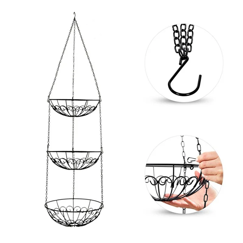 ABGR-Hanger Produce Basket Wire Fruit Basket 3-Tier Iron Fruit Basket Kitchen Fruit Stand Fruit Vegetable Storage Basket
ABGR-Hanger Produce Basket Wire Fruit Basket 3-Tier Iron Fruit Basket Kitchen Fruit Stand Fruit Vegetable Storage Basket