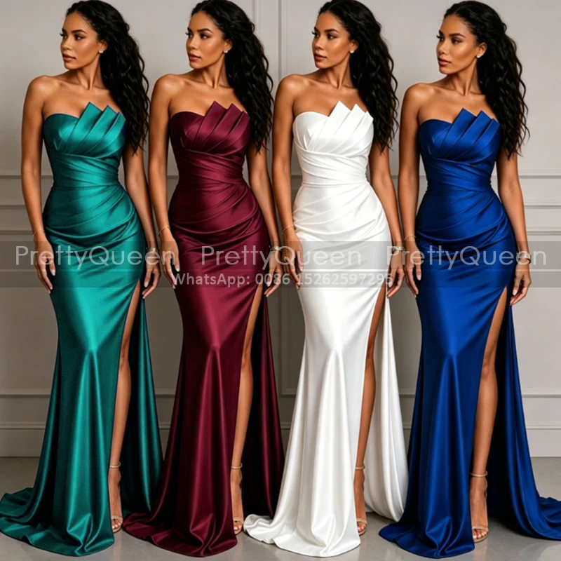 Sexy Mermaid Bridesmaid Dresses Strapless High Split Long Customized Sheath Wedding Party Dress Maid Of Honor
Sexy Mermaid Bridesmaid Dresses Strapless High Split Long Customized Sheath Wedding Party Dress Maid Of Honor