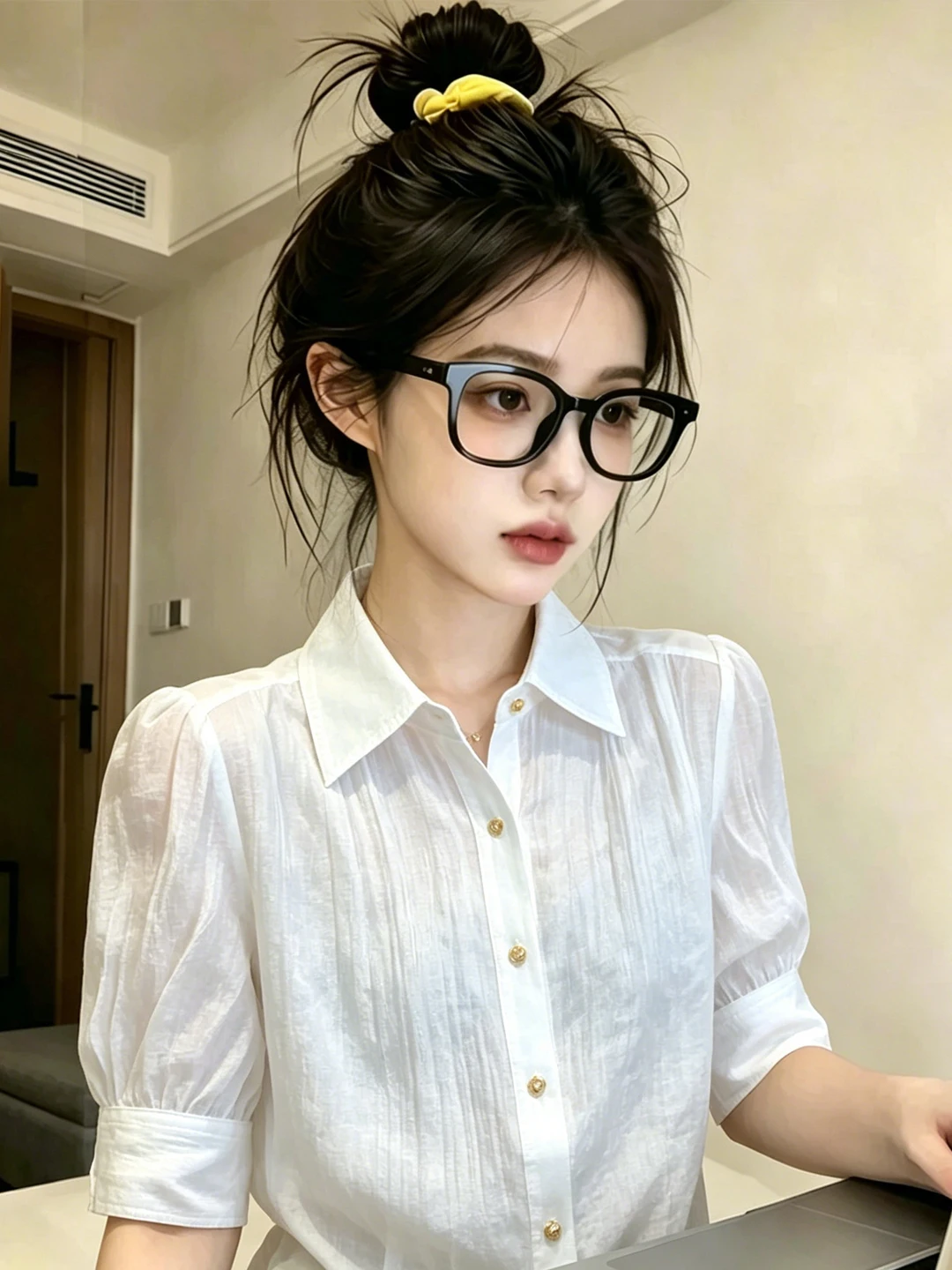 Elegant White Collar Single Button Women's Shirt Summer 2026 Loose Slimming Bubble Sleeve Top Korean Style Commute Wind
Elegant White Collar Single Button Women's Shirt Summer 2026 Loose Slimming Bubble Sleeve Top Korean Style Commute Wind