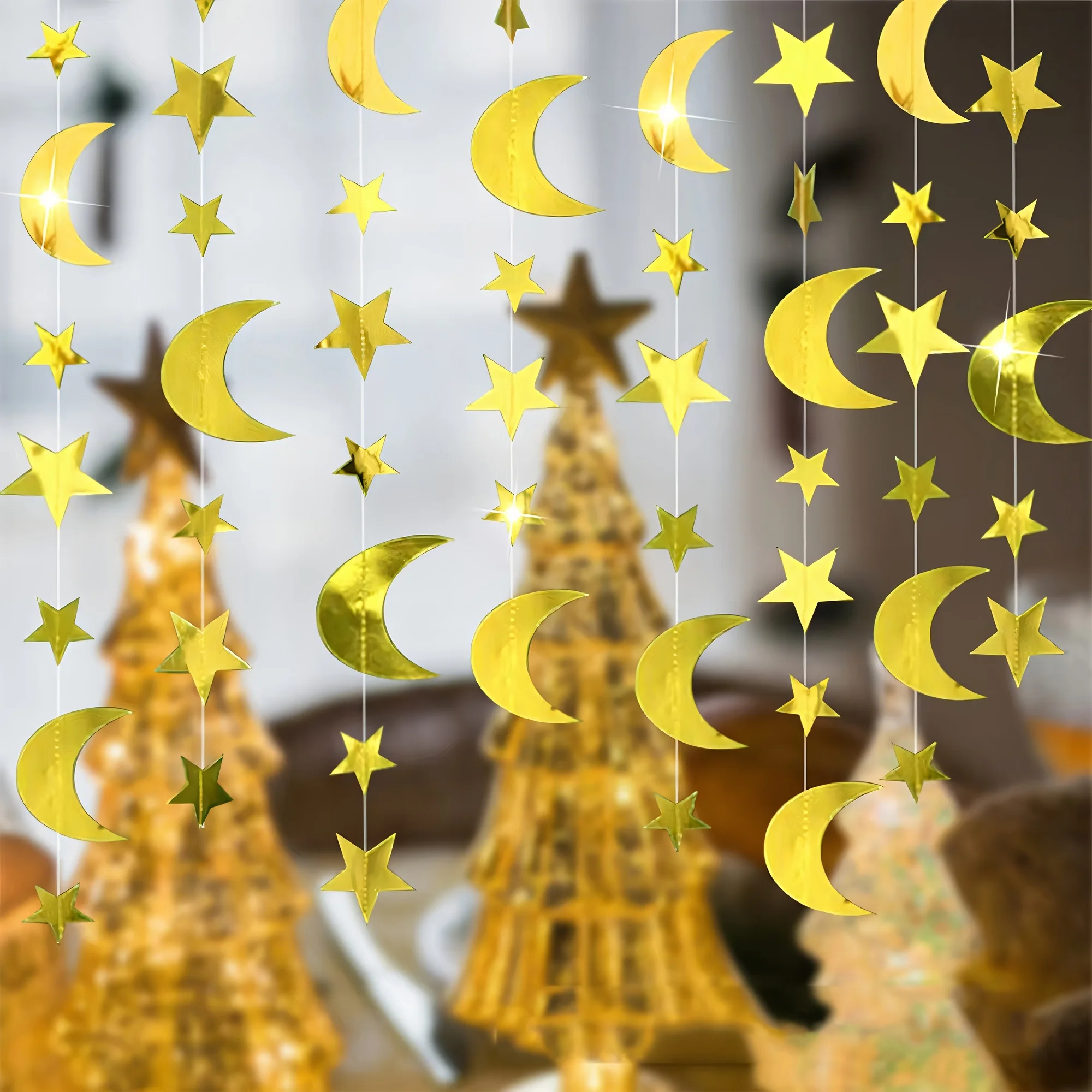 2/4M Gold Moon Star String Garland Paper Hanging Banner for Kids Birthday Baby Shower Wall Backdrop Ramadan EID Decorations
2/4M Gold Moon Star String Garland Paper Hanging Banner for Kids Birthday Baby Shower Wall Backdrop Ramadan EID Decorations