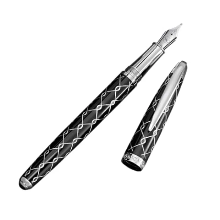 '' Black Luxury Executive Fountain Pen, Polished Lacquer and Chrome, Stainless Steel Nib, Easy Refill Ink Piston Converter, Smu
'' Black Luxury Executive Fountain Pen, Polished Lacquer and Chrome, Stainless Steel Nib, Easy Refill Ink Piston Converter, Smu