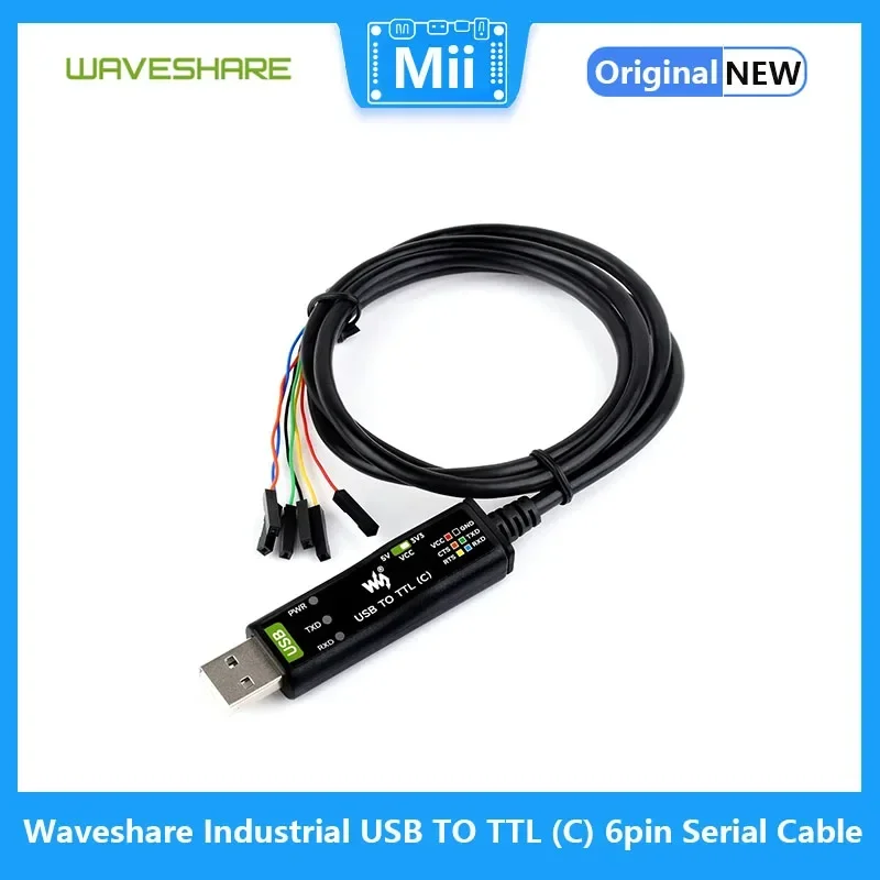 Промышленный 6-контактный последовательный кабель Waveshare USB TO TTL (C), оригинальный чип FT232RNL, поддержка нескольких систем, несколько схем защиты
Промышленный 6-контактный последовательный кабель Waveshare USB TO TTL (C), оригинальный чип FT232RNL, поддержка нескольких систем, несколько схем защиты