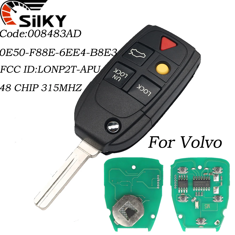 SilKY FCC ID: LQNP2T-APU 315MHz ID48 Chip 5 Buttons Car Flip Remote Key Fob for Volvo XC70 XC90 S60 S70 S80 V70 2004-2015
SilKY FCC ID: LQNP2T-APU 315MHz ID48 Chip 5 Buttons Car Flip Remote Key Fob for Volvo XC70 XC90 S60 S70 S80 V70 2004-2015