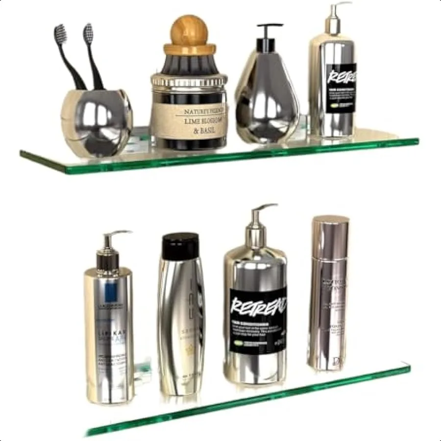 2 Set Glass Shelves for Wall No Drilling Shower Caddy with Aluminum Bracket Bathroom Storage Organizer
2 Set Glass Shelves for Wall No Drilling Shower Caddy with Aluminum Bracket Bathroom Storage Organizer