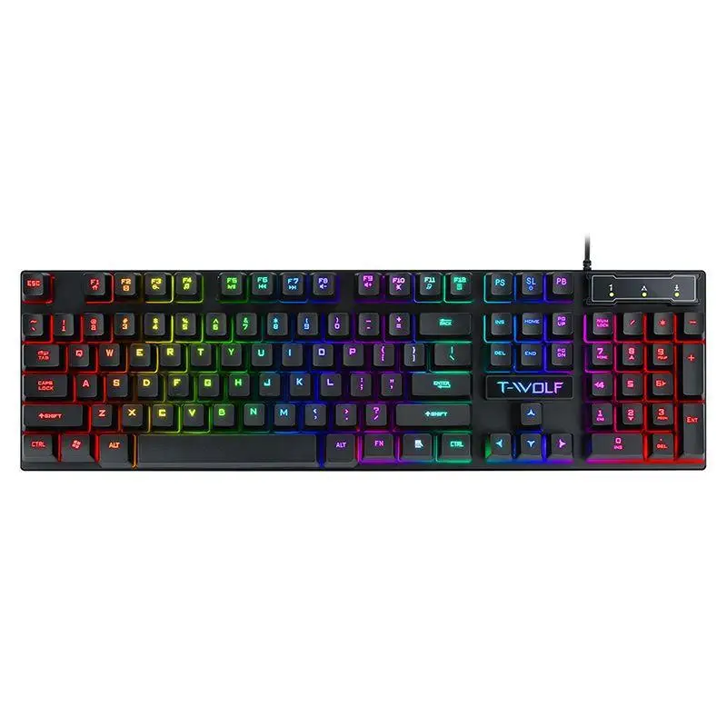 T-WOLF T20 Luminous Gaming Keyboard Wired USB Connection 104 Keys Spanish & Russian Layout Thunder Wolf T20 Black
T-WOLF T20 Luminous Gaming Keyboard Wired USB Connection 104 Keys Spanish & Russian Layout Thunder Wolf T20 Black