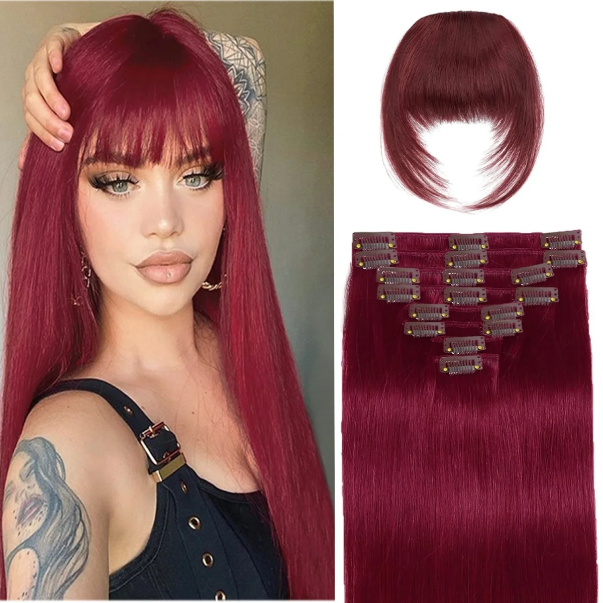 100% Real Hair Clip In Hair Extensions 8Pcs #99J Straight Lace Clip In Human Extensions Hair For Women
100% Real Hair Clip In Hair Extensions 8Pcs #99J Straight Lace Clip In Human Extensions Hair For Women