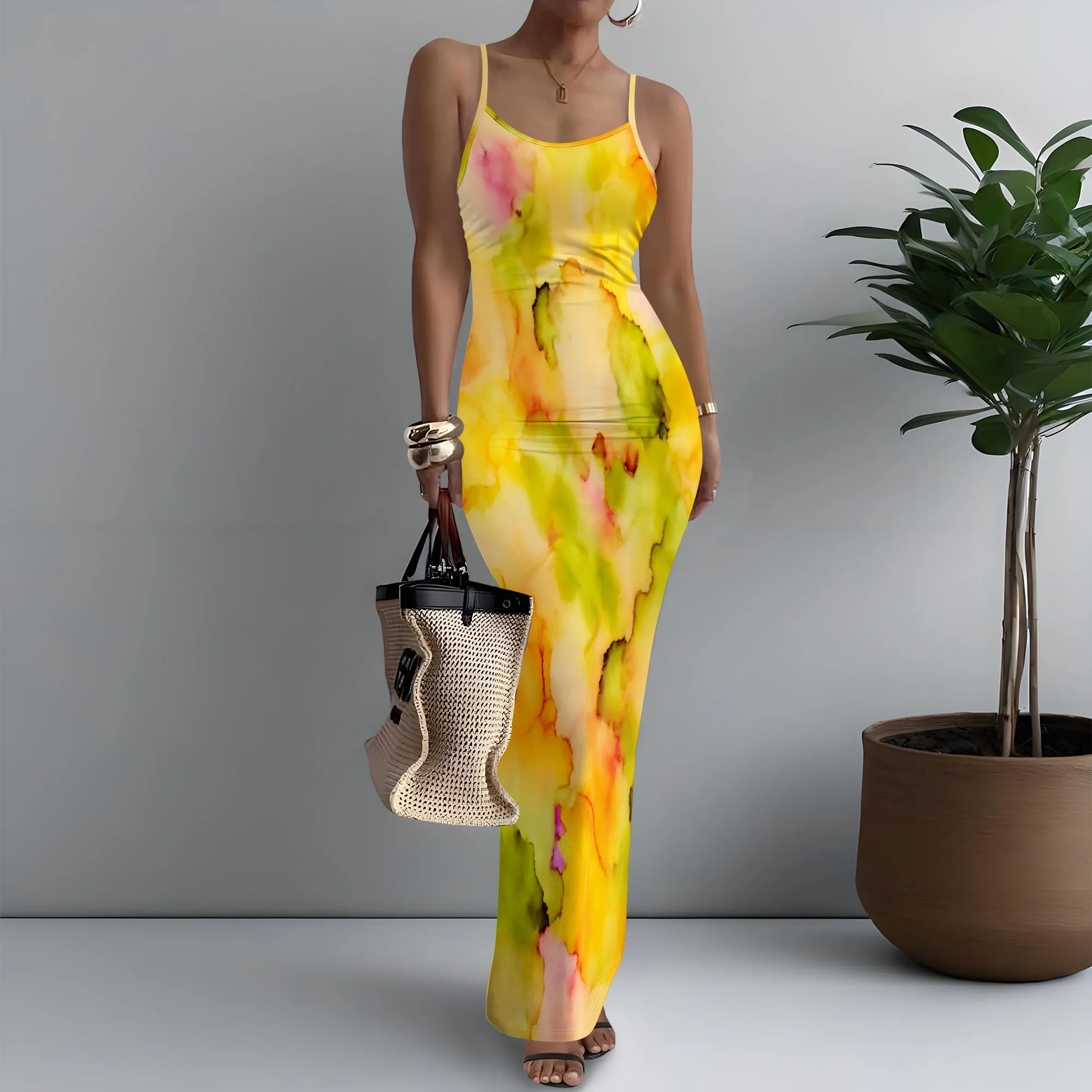 Women’s Spaghetti Strap Watercolor Maxi Dress, Vibrant Yellow & Pink Tie-Dye, Perfect for Summer Vacation, XS-3XL
Women’s Spaghetti Strap Watercolor Maxi Dress, Vibrant Yellow & Pink Tie-Dye, Perfect for Summer Vacation, XS-3XL