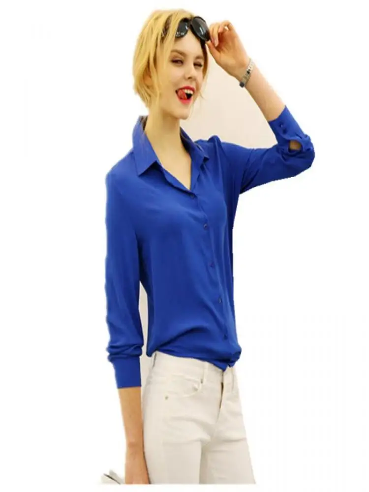 Women Fashion Casual Solid Long Sleeve Blouse Lapel Shirt blouse shirt women Turn-down Collar Regular blusas Summer Shirts 
Women Fashion Casual Solid Long Sleeve Blouse Lapel Shirt blouse shirt women Turn-down Collar Regular blusas Summer Shirts