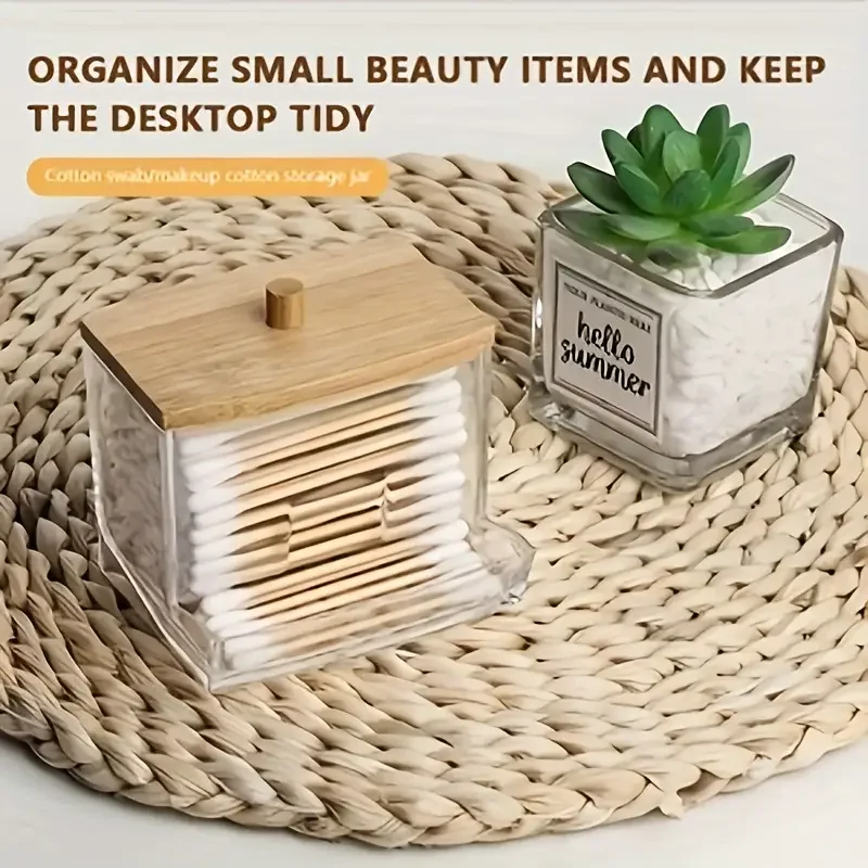 Clear Acrylic Qtip Holder Dispenser with Bamboo Lid Cotton Swab Bud Pad Container Dustproof Bathroom Vanity Organizer Square Jar
Clear Acrylic Qtip Holder Dispenser with Bamboo Lid Cotton Swab Bud Pad Container Dustproof Bathroom Vanity Organizer Square Jar