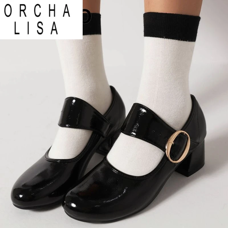 ORCHA LISA Брендовые блестящие женские туфли-лодочки Мэри Джейн с круглым носком и блочным каблуком 5 см с пряжкой и ремешком Большие размеры 46 47 48 Классические мягкие повседневные туфли
ORCHA LISA Брендовые блестящие женские туфли-лодочки Мэри Джейн с круглым носком и блочным каблуком 5 см с пряжкой и ремешком Большие размеры 46 47 48 Классические мягкие повседневные туфли