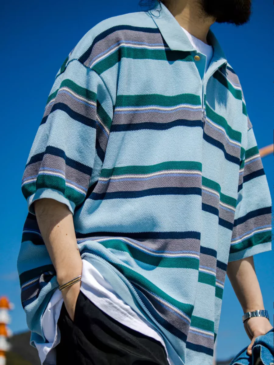 2025 NANAMIC STRIPE POLO SWEATER Японская вязаная рубашка-поло с коротким рукавом в полоску свободного кроя
2025 NANAMIC STRIPE POLO SWEATER Японская вязаная рубашка-поло с коротким рукавом в полоску свободного кроя