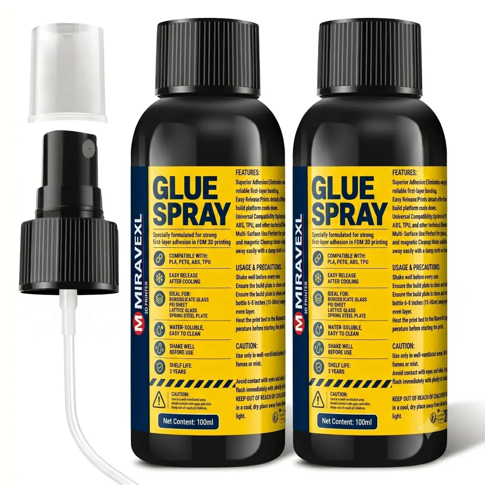 3D Printer Glue Spray, Strong Bed Adhesive for PLA ABS ASA PETG Filament, Reduces Warping, No Residue, Easy Release, 100ml
3D Printer Glue Spray, Strong Bed Adhesive for PLA ABS ASA PETG Filament, Reduces Warping, No Residue, Easy Release, 100ml