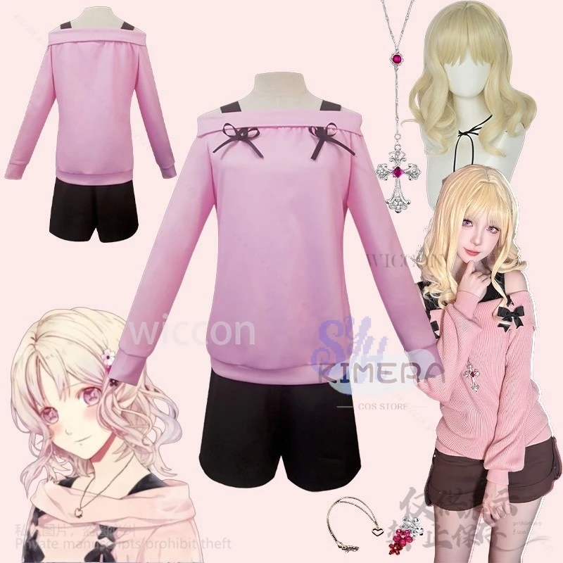 Anime DIABOLKK LOVER Cosplay Komori Yui Costume Kawaii Japanese Girls Pink Off-the-shoulder Sweatshirt Pants Wigs Halloween Cos
Anime DIABOLKK LOVER Cosplay Komori Yui Costume Kawaii Japanese Girls Pink Off-the-shoulder Sweatshirt Pants Wigs Halloween Cos