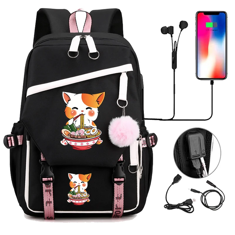 Large Capacity Leisure Schoolbag Anime Cartoon Computer School Backpack Bags Cat Eating Ramen Anime Bookbag Usb Charging Bagpack
Large Capacity Leisure Schoolbag Anime Cartoon Computer School Backpack Bags Cat Eating Ramen Anime Bookbag Usb Charging Bagpack