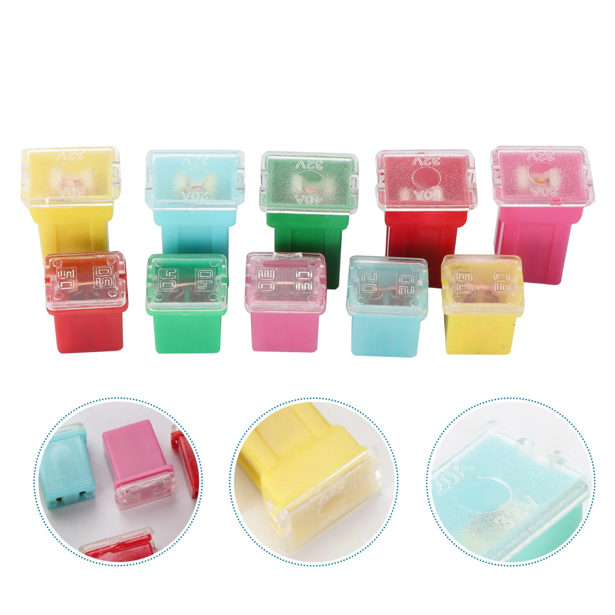 10Pcs Automotive Fuse Low and Tall Profile Box Shaped Jcase Car 20a 30a 40a 50a 60a Electrical Safety Overload Protection Fuse
10Pcs Automotive Fuse Low and Tall Profile Box Shaped Jcase Car 20a 30a 40a 50a 60a Electrical Safety Overload Protection Fuse