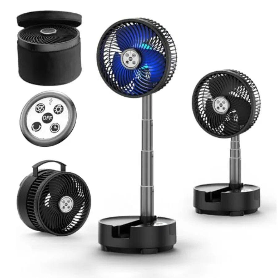 Socool 20000mAh 8 Inch Portable Fan Battery Operated Fans Oscillating Charging Fan Remote Control LED Light 112 Hours Portable