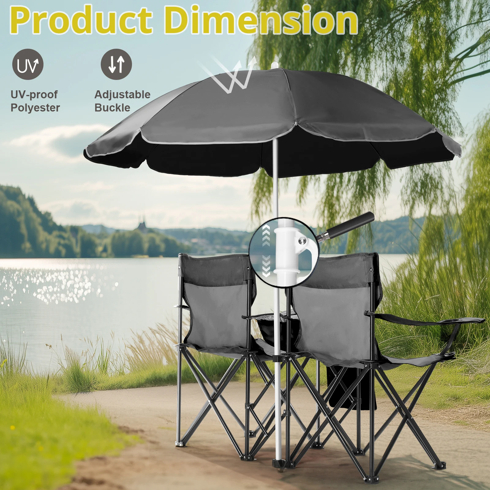 Dual-Seat Fishing Chair w/ Umbrella – 59", Steel Frame, 600D Oxford, 85kg Capacity, Portable for Beach & Camping
Dual-Seat Fishing Chair w/ Umbrella – 59", Steel Frame, 600D Oxford, 85kg Capacity, Portable for Beach & Camping