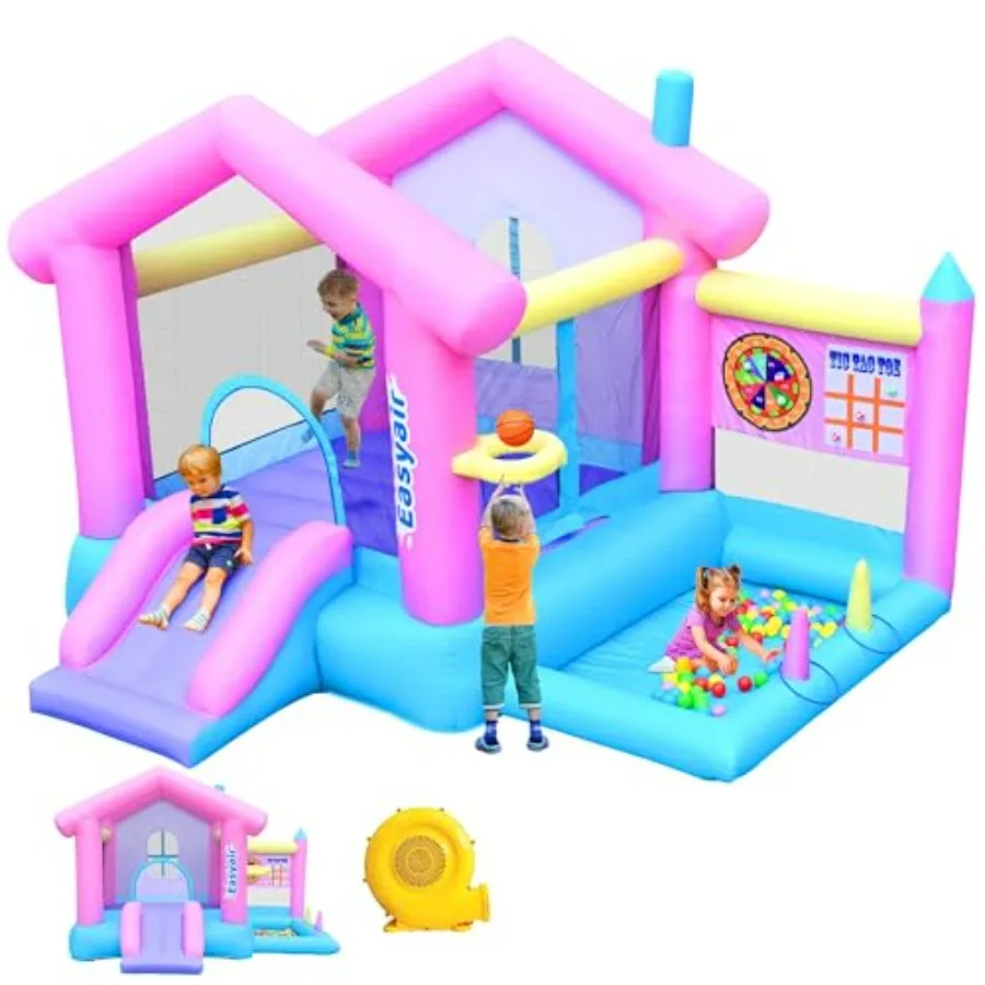 Inflatable Bounce House for 3-10 123 L x 110 Bouncy Castle with Jumping Slide Basketball Hoop Ball Pits Rings Target Game Blowe
Inflatable Bounce House for 3-10 123 L x 110 Bouncy Castle with Jumping Slide Basketball Hoop Ball Pits Rings Target Game Blowe