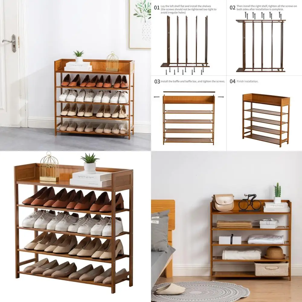 5-Tier Bamboo Shoe Rack Organizer, Entryway/Hallway Closet Storage Solution, Brown, 31.5 Inches
5-Tier Bamboo Shoe Rack Organizer, Entryway/Hallway Closet Storage Solution, Brown, 31.5 Inches