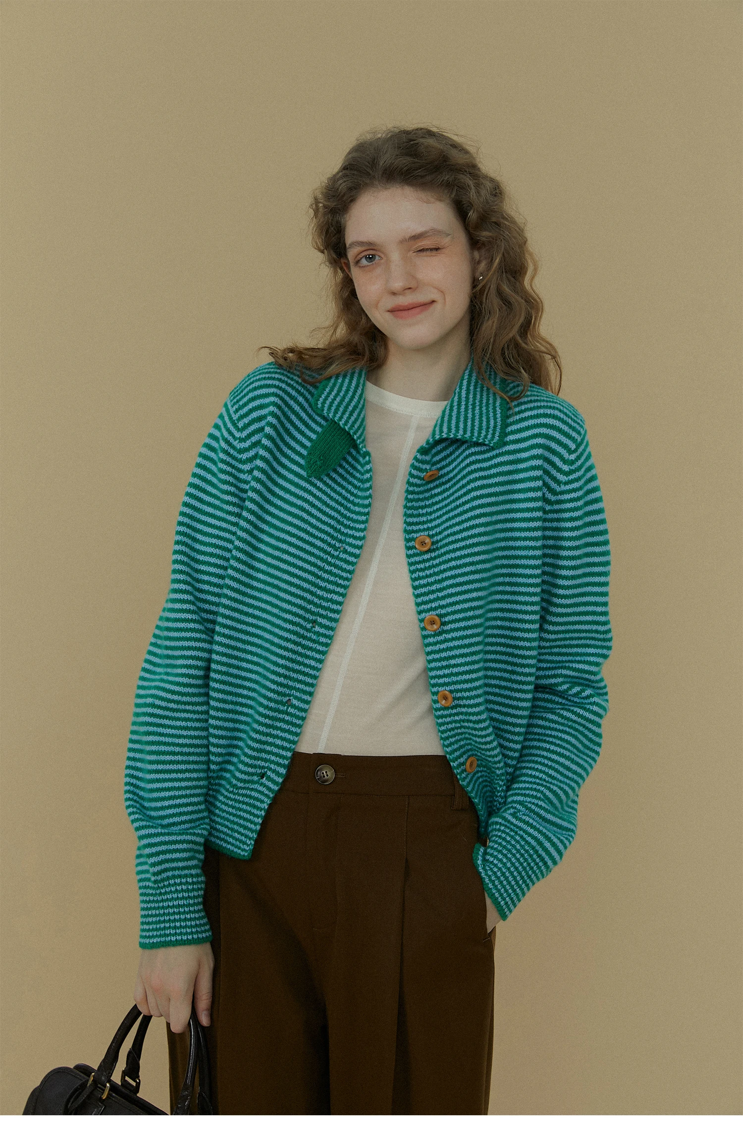 98-106cm Bust Spring Autumn Women Delicate Blue Green Color Contrast Striped Loose Knitted Sweaters Cardigans
98-106cm Bust Spring Autumn Women Delicate Blue Green Color Contrast Striped Loose Knitted Sweaters Cardigans