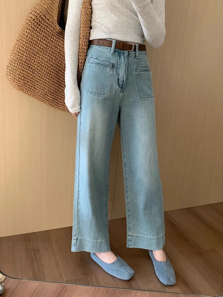 Korean Style Slimming Nine-Piece Jeans High Waist Straight Leg Pants Women's Spring Summer Fashion Elegant Two-Tone Denim
Korean Style Slimming Nine-Piece Jeans High Waist Straight Leg Pants Women's Spring Summer Fashion Elegant Two-Tone Denim