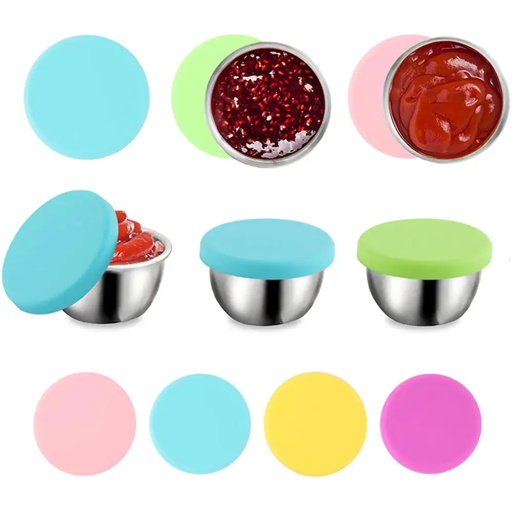 Stainless Steel Sauce Containers With Silicone Lids Reusable Leak-proof Condiment Cup Salad Dressing Container
Stainless Steel Sauce Containers With Silicone Lids Reusable Leak-proof Condiment Cup Salad Dressing Container