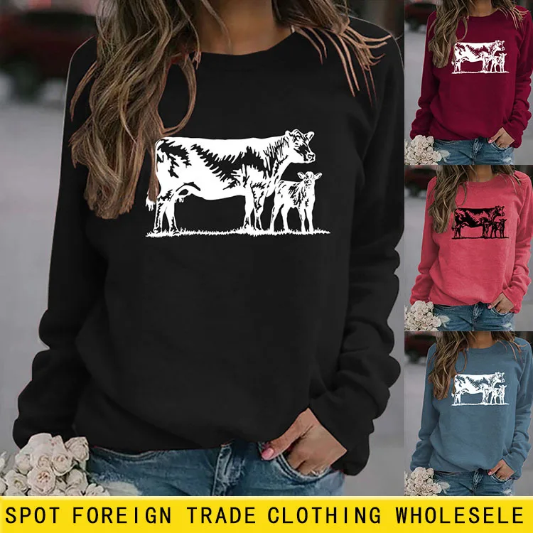 Fashion Ladies Long Sleeve Cow Print Round Neck Loose T-shirt Sweater Winter Clothes Women
Fashion Ladies Long Sleeve Cow Print Round Neck Loose T-shirt Sweater Winter Clothes Women
