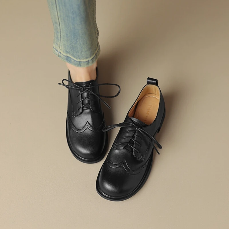 NEW Autumn Women Loafers Genuine Leather Shoes for Women Round Toe Chunky Heel Shoes Lace up Oxfords Shoes Concise Women Pumps
NEW Autumn Women Loafers Genuine Leather Shoes for Women Round Toe Chunky Heel Shoes Lace up Oxfords Shoes Concise Women Pumps