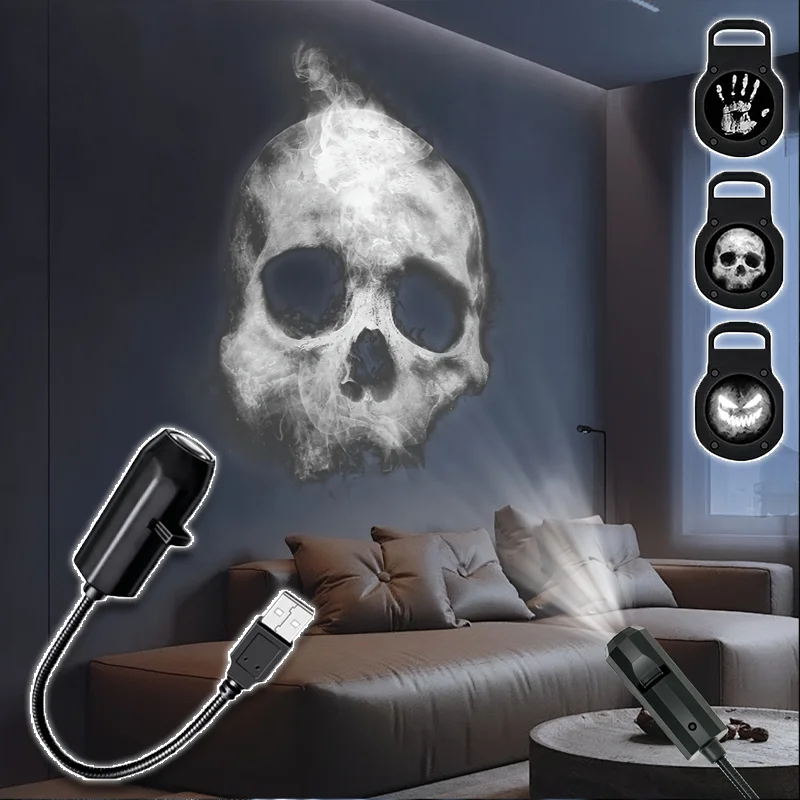 Halloween USB Projector Night Light Skull Ghost LED Lamp 360° Rotating Switchable Pattern for Halloween Ambiance Party Decor
Halloween USB Projector Night Light Skull Ghost LED Lamp 360° Rotating Switchable Pattern for Halloween Ambiance Party Decor