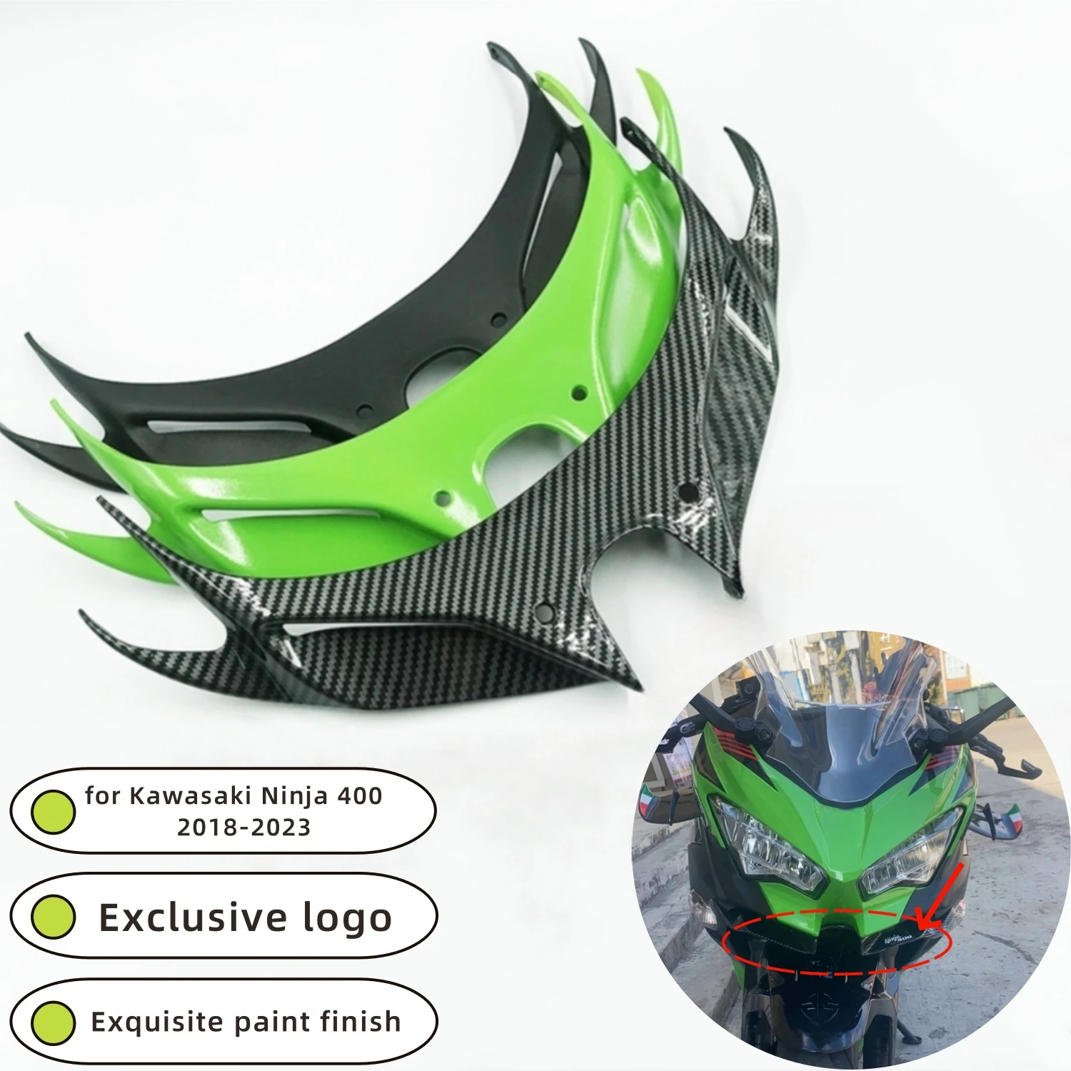 Front Beak Wing Fairing Cover for Kawasaki Ninja 400 2018-2023 ABS Custom Motorcycle Body Panel Decoration Parts
Front Beak Wing Fairing Cover for Kawasaki Ninja 400 2018-2023 ABS Custom Motorcycle Body Panel Decoration Parts
