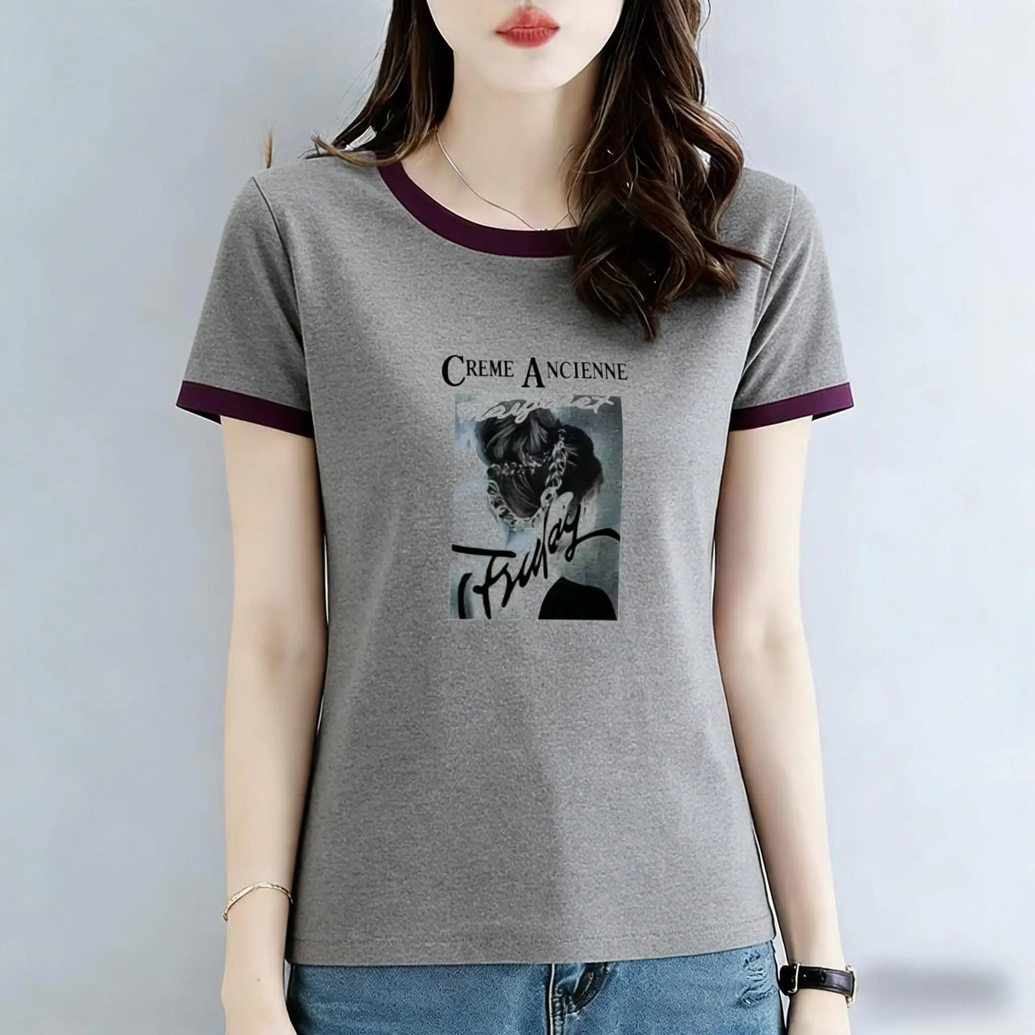 Color Block round Neck Short Sleeve T Shirt Women's Casual Style Breathable Polyester Fiber Printed Top Base Shirt Summer
Color Block round Neck Short Sleeve T Shirt Women's Casual Style Breathable Polyester Fiber Printed Top Base Shirt Summer