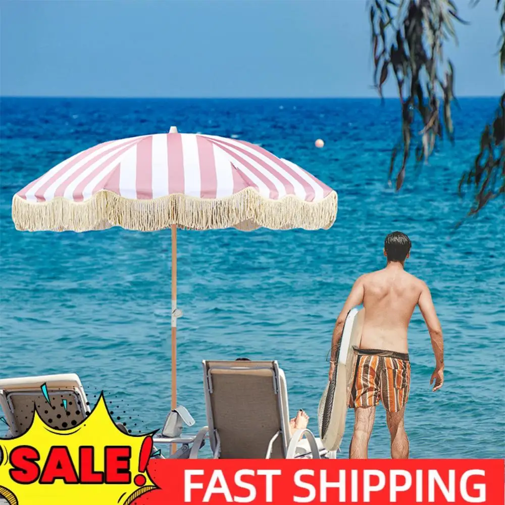 Полосатый уличный зонт от солнца с бахромой, портативный зонт с кисточками и регулируемым наклоном, навес для сада, бассейна, двора
Полосатый уличный зонт от солнца с бахромой, портативный зонт с кисточками и регулируемым наклоном, навес для сада, бассейна, двора