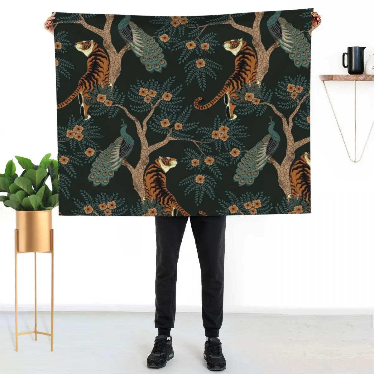 Vintage tiger and peacock in the jungle Throw Blanket Shaggy Furry Soft Blanket for Bedroom Living Room
Vintage tiger and peacock in the jungle Throw Blanket Shaggy Furry Soft Blanket for Bedroom Living Room