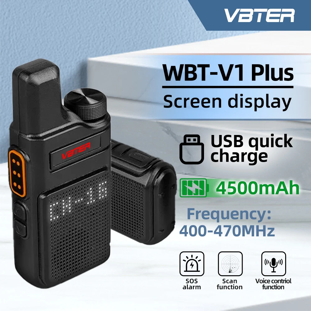 VBTER WBT-V1 Plus Walkie Talkie 1/2 шт. портативные мини-ручные устройства связи радио профессиональное двустороннее радио для улицы
VBTER WBT-V1 Plus Walkie Talkie 1/2 шт. портативные мини-ручные устройства связи радио профессиональное двустороннее радио для улицы