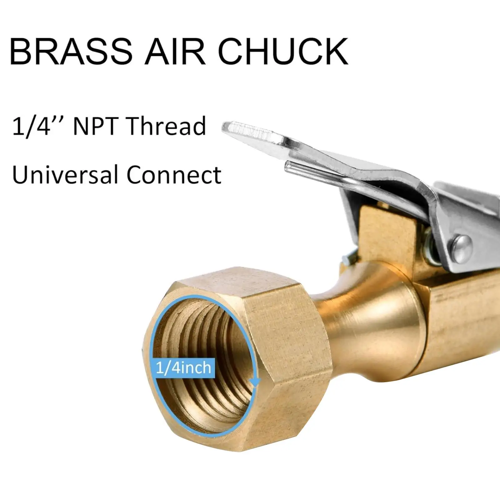 Tire Air Chucks for Cars Bicycles Motorcycles Trucks Lock-on Air Chuck 1/4" NPT Tire Inflator Nozzle Valve For Quick Clip Design
Tire Air Chucks for Cars Bicycles Motorcycles Trucks Lock-on Air Chuck 1/4" NPT Tire Inflator Nozzle Valve For Quick Clip Design